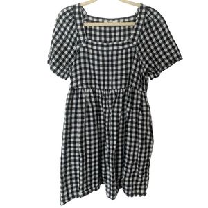 Madewell Medium Black & White Checkered Dress with Pockets